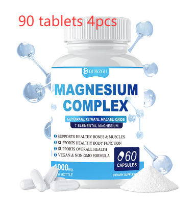 Magnesium Complex Supplement With Glycinate Citrate, Malate Oxide, Supports Bone, Muscle Digestive Health, Vegan Non-GMO, 60 Capsules - Grab & Glow