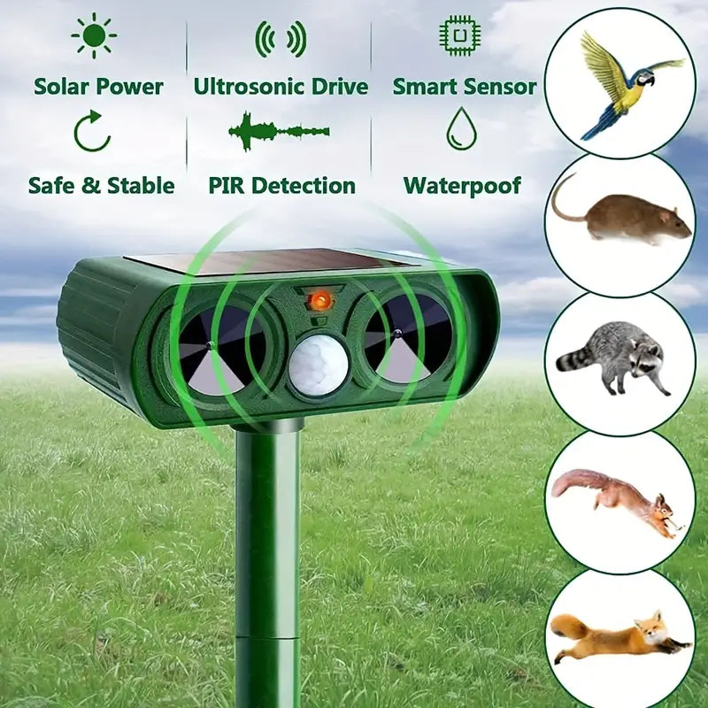 Emerald Solar Ultrasonic Animal Repellent - Grab & Glow