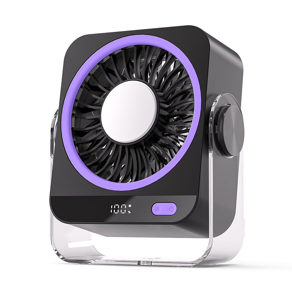 Rechargeable USB Desk Fan With Cooling Function 5 Speeds Quiet Portable Fan With Digital Display For Bedroom Office Travel - Grab & Glow