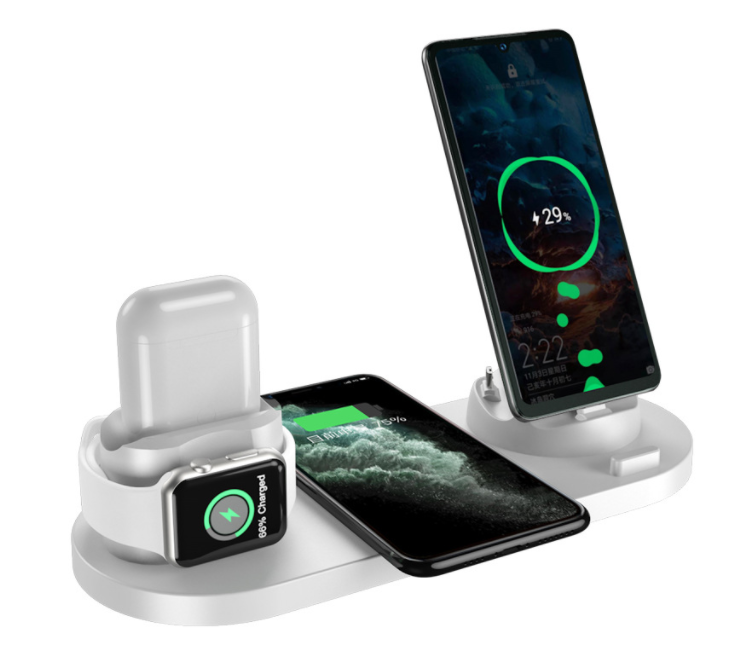 Wireless Charger For IPhone Fast Charger For Phone Fast Charging Pad For Phone Watch 6 In 1 Charging Dock Station - Grab & Glow