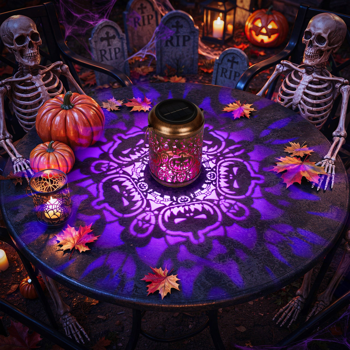 GIGALUMI Halloween Decorations 1-Pack Purple Solar Pumpkin Lights Outdoor - Grab & Glow