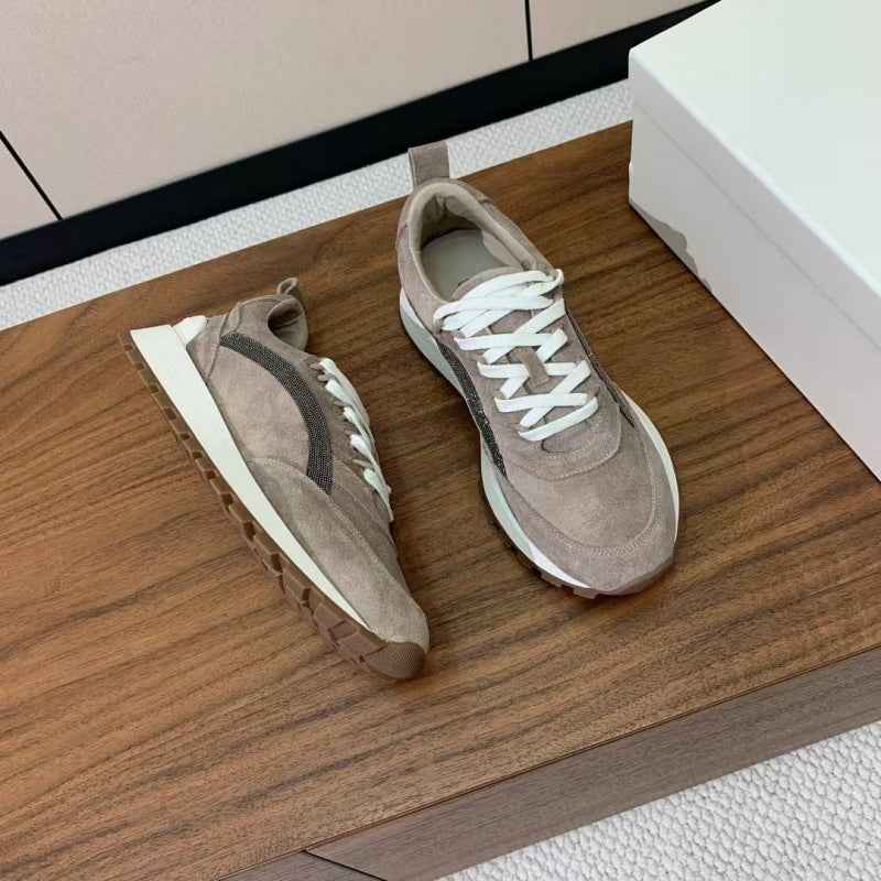 High-Top Bc Spring New Lace-Up Dad Shoes for Women, Casual Sports Shoes with Bead Chain Decoration, German Training Shoes, Couple Running Shoes - Grab & Glow