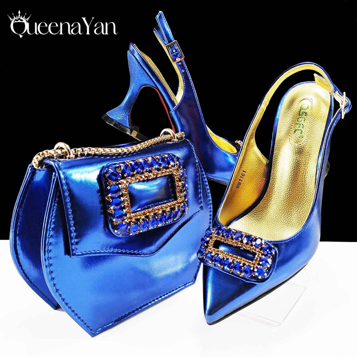 Foreign Trade Women's Shoe Bag suit Square Diamond Buckle Decorative Pointed High Heels Fashion Simple Banquet Style suit - Grab & Glow