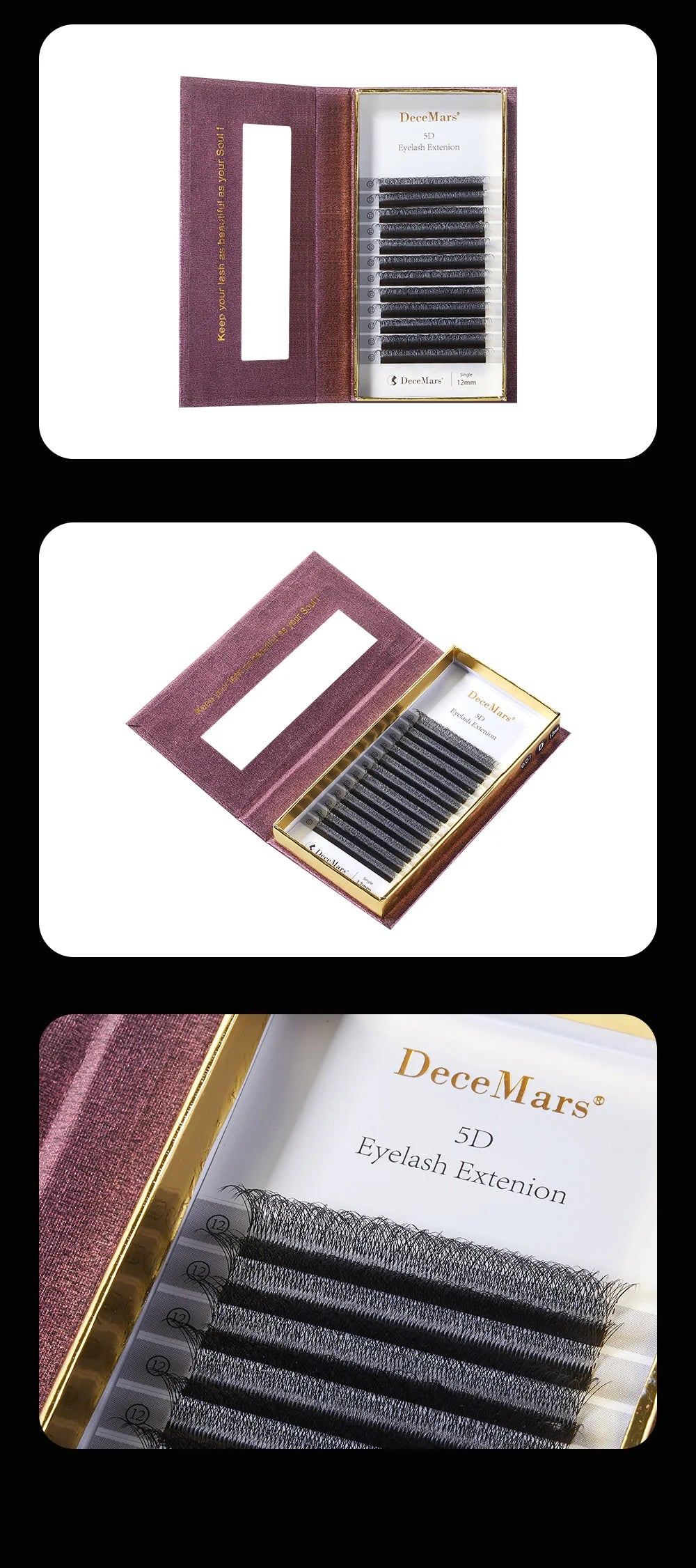 DeceMars 5D - W Shaped Eyelash Extension (12line/Tray) by Grab & Glow