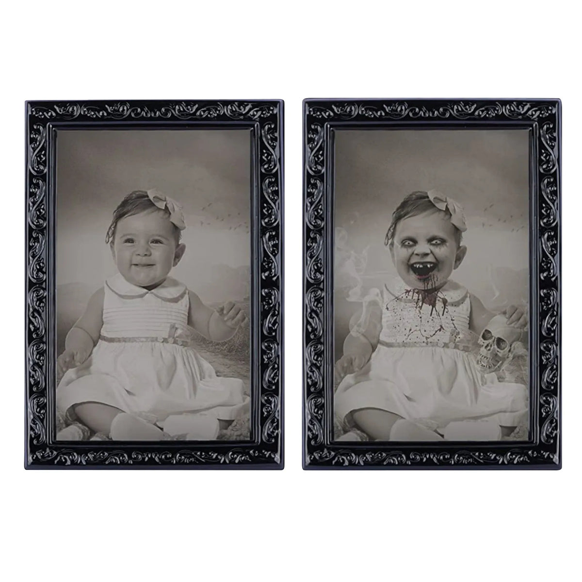 Halloween Decoration 3d Change Face Expression Moving Ghost Portrait Photo Frame Horror Party Castle Haunted House Props Decor - Grab & Glow