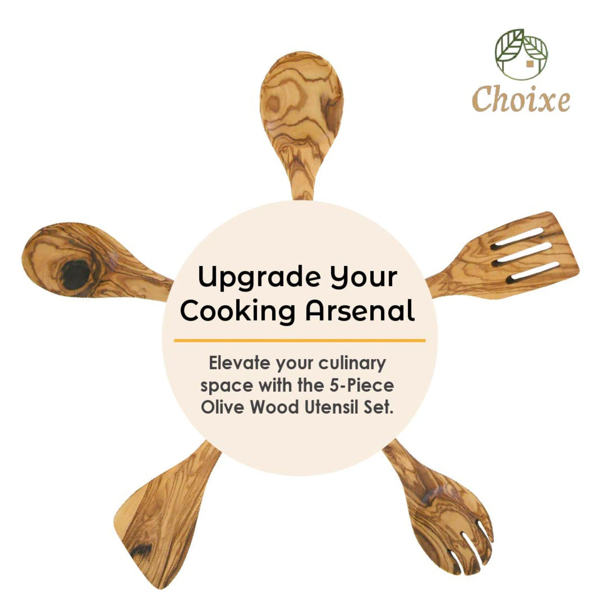 Olive Wood Kitchen Servers Set -5 pcs - Grab & Glow