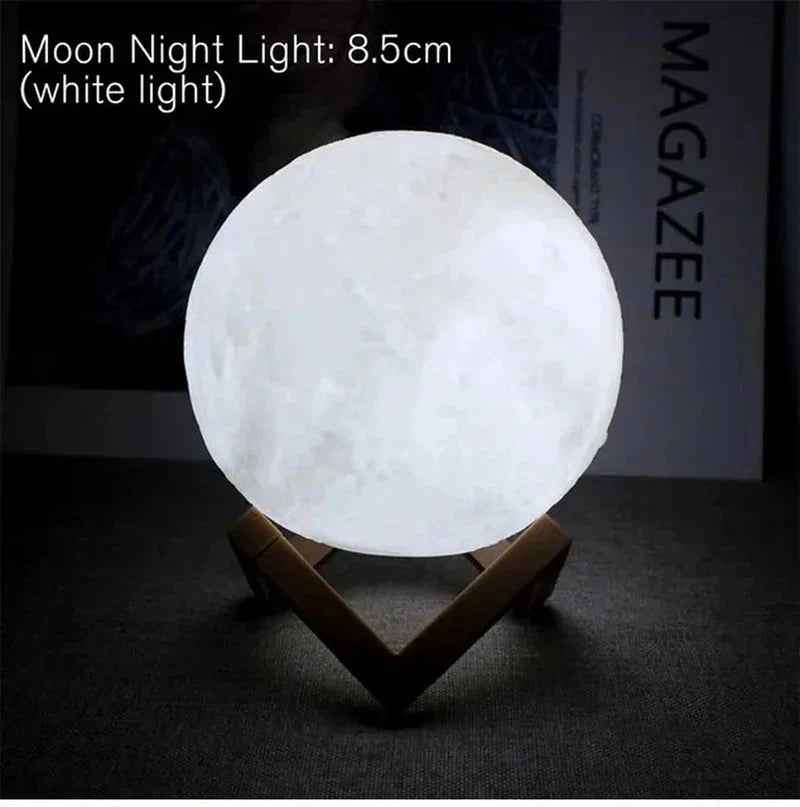 D5 Starry Moon Lamp 8Cm - LED Night Light with Stand, Perfect for Bedroom Decor and Gifts - Grab & Glow