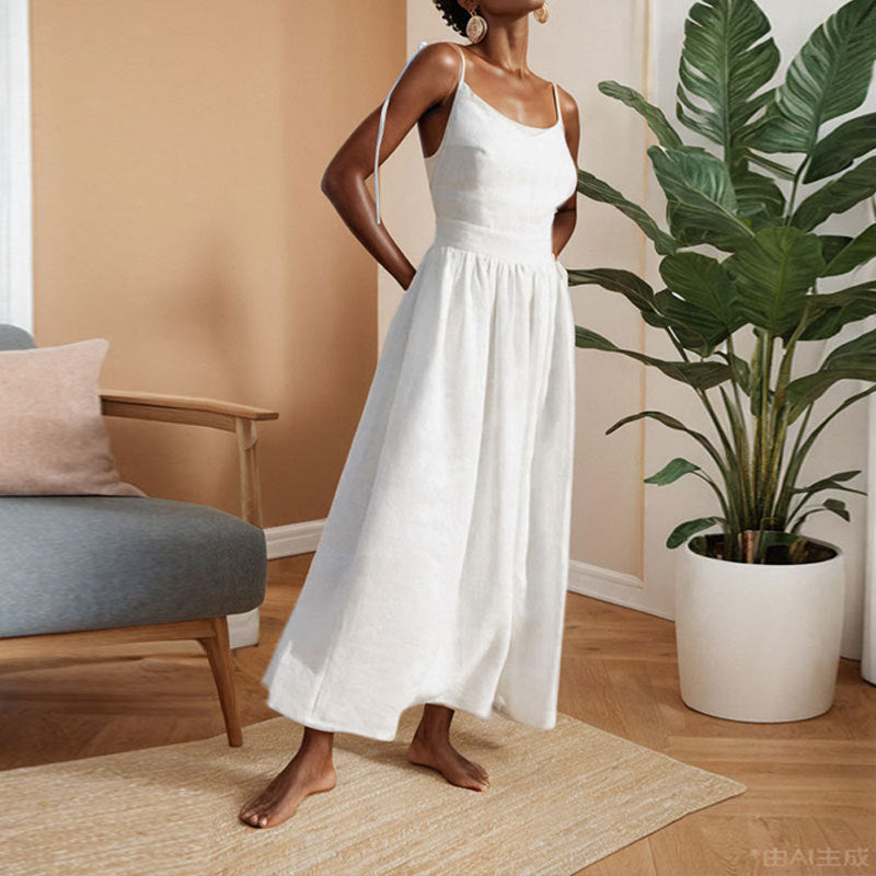 Summer V-neck Suspender Split Dress Fashion Backless High Waist Long Dress For Women Clothing - Grab & Glow