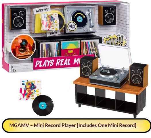 Mini Retro Vinyl Record Player USB-Powered Desktop Split Speaker System - Grab & Glow