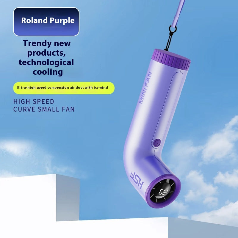 High-speed Portable Fan Little Turbine Digital Display Charging Long Endurance Portable Fan Rechargeable Strong Wind 199 Gear Speed Electric Adjustable Turbo Handheld Fan - Grab & Glow