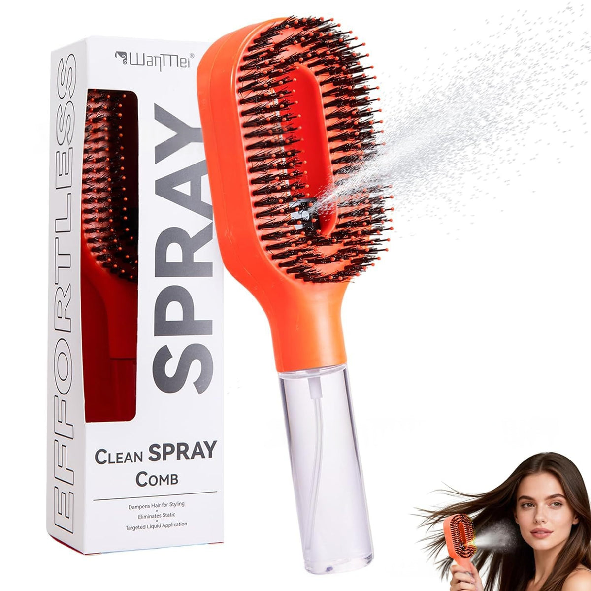 2in1 Sprayer Comb Detangling Scalp Massage Hairbrush With Spray Bottle Essential Oil Water Mist Spray Brush Anti-static Summer - Grab & Glow