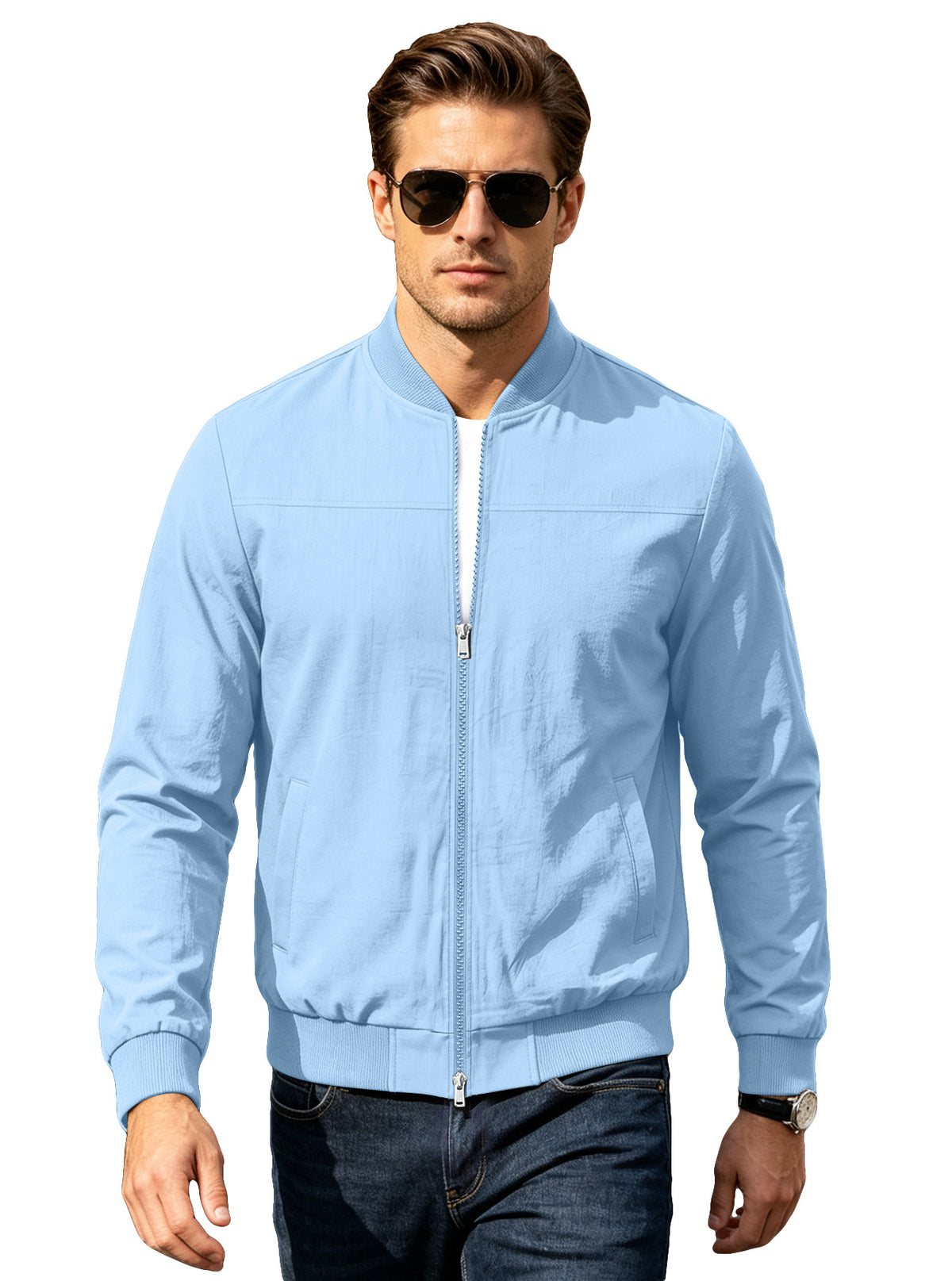 Men's Zip-up Long-sleeve Cardigan - Grab & Glow