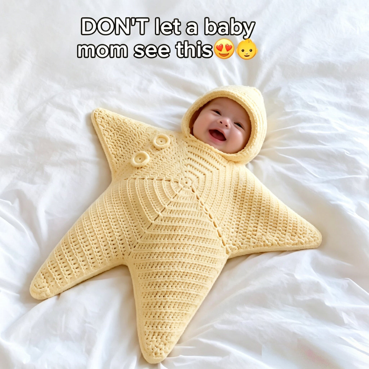 Crocheted Star-shaped Bodysuit Starfish Baby Sleeping Bag Newborn Baby Boy Girl Kids Cartoon Hooded Romper Jumpsuit Bodysuit Clothes Outfits Long Sleeve Playsuit Toddler One Piece Outfit - Grab & Glow