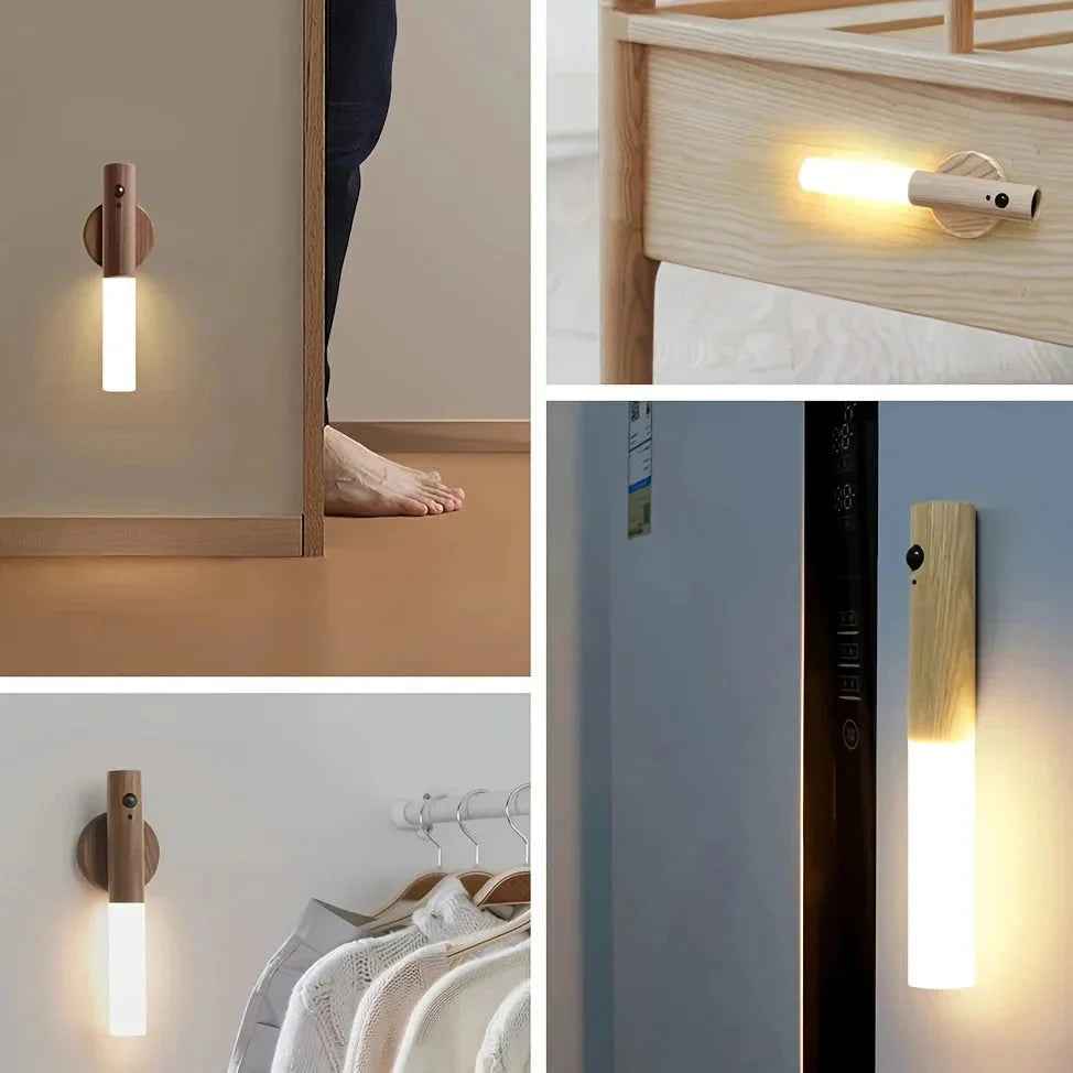 Intelligent Human Body Induction LED Night Light – Rechargeable Wall Light for Corridor, Cabinet, and Toilet - Grab & Glow
