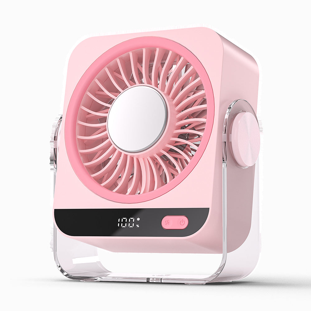 Rechargeable USB Desk Fan With Cooling Function 5 Speeds Quiet Portable Fan With Digital Display For Bedroom Office Travel - Grab & Glow