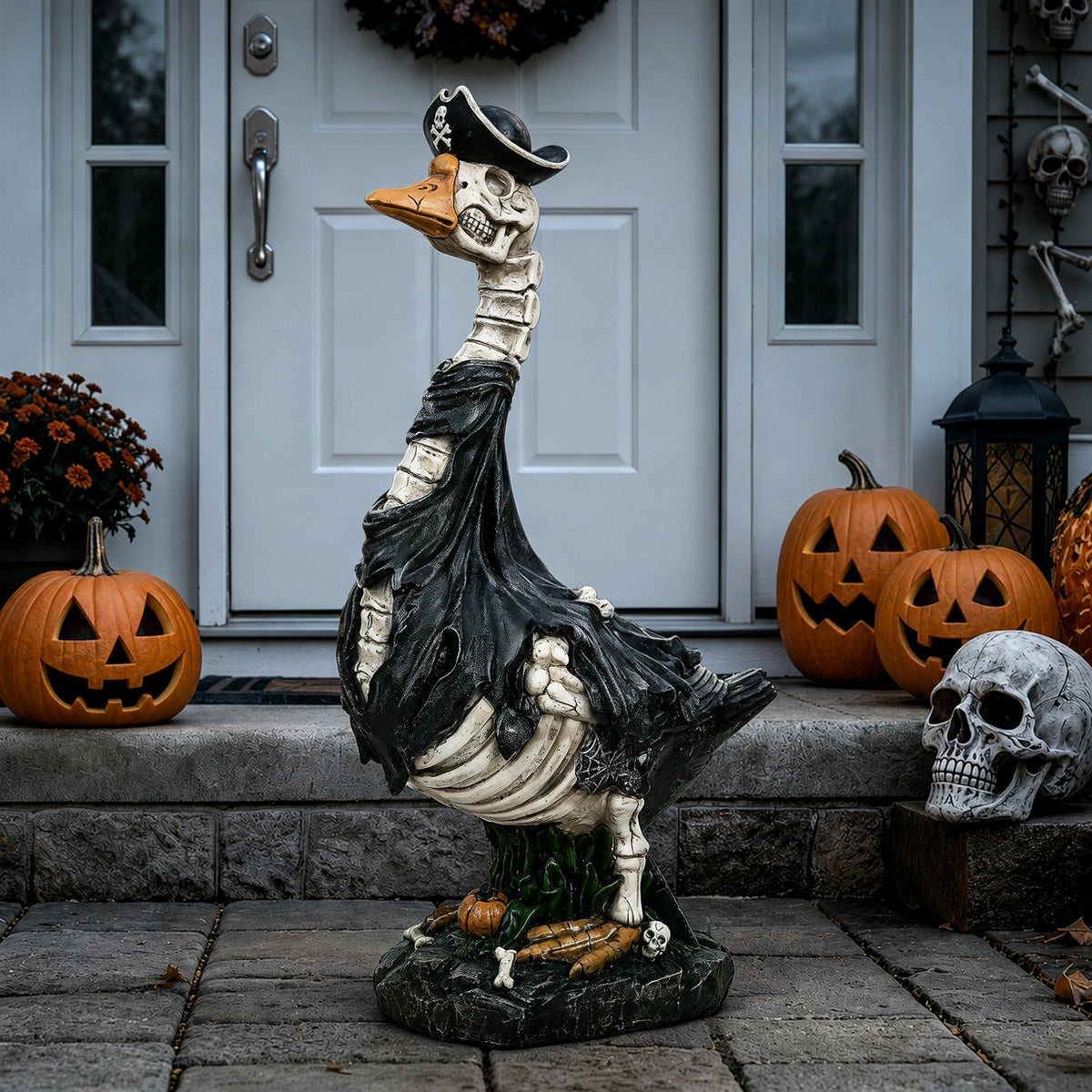 GIGALUMI 20" Halloween Skeleton Porch Goose,Outdoor Halloween Decorations - Grab & Glow