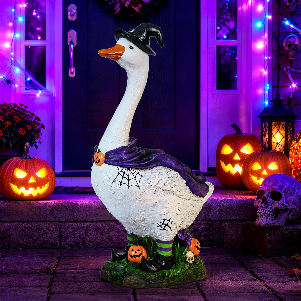 GIGALUMI 20" Halloween Witch Porch Goose for Outdoor Halloween Decorations - Grab & Glow