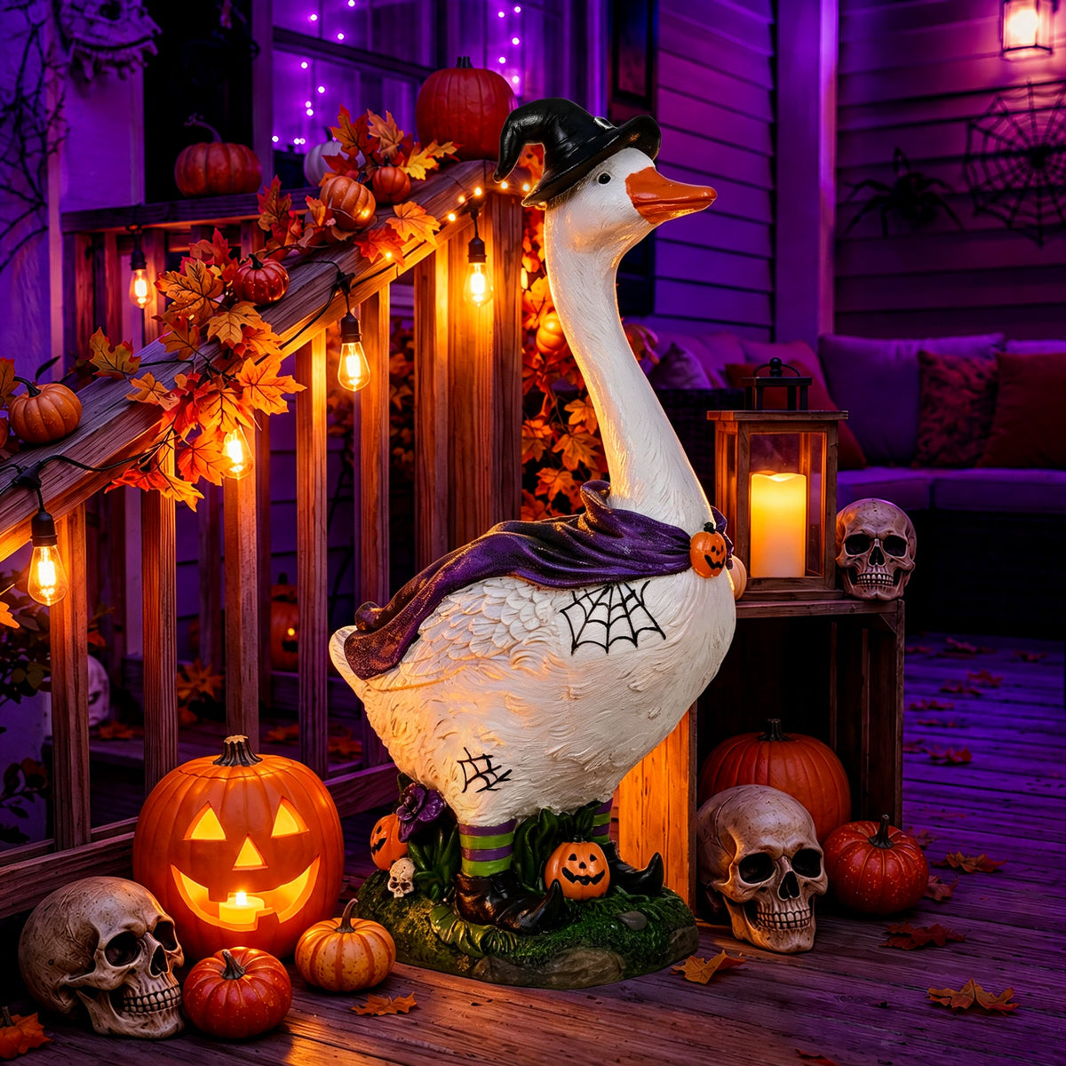 GIGALUMI 20" Halloween Witch Porch Goose for Outdoor Halloween Decorations - Grab & Glow