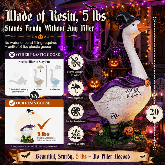 GIGALUMI 20" Halloween Witch Porch Goose for Outdoor Halloween Decorations - Grab & Glow