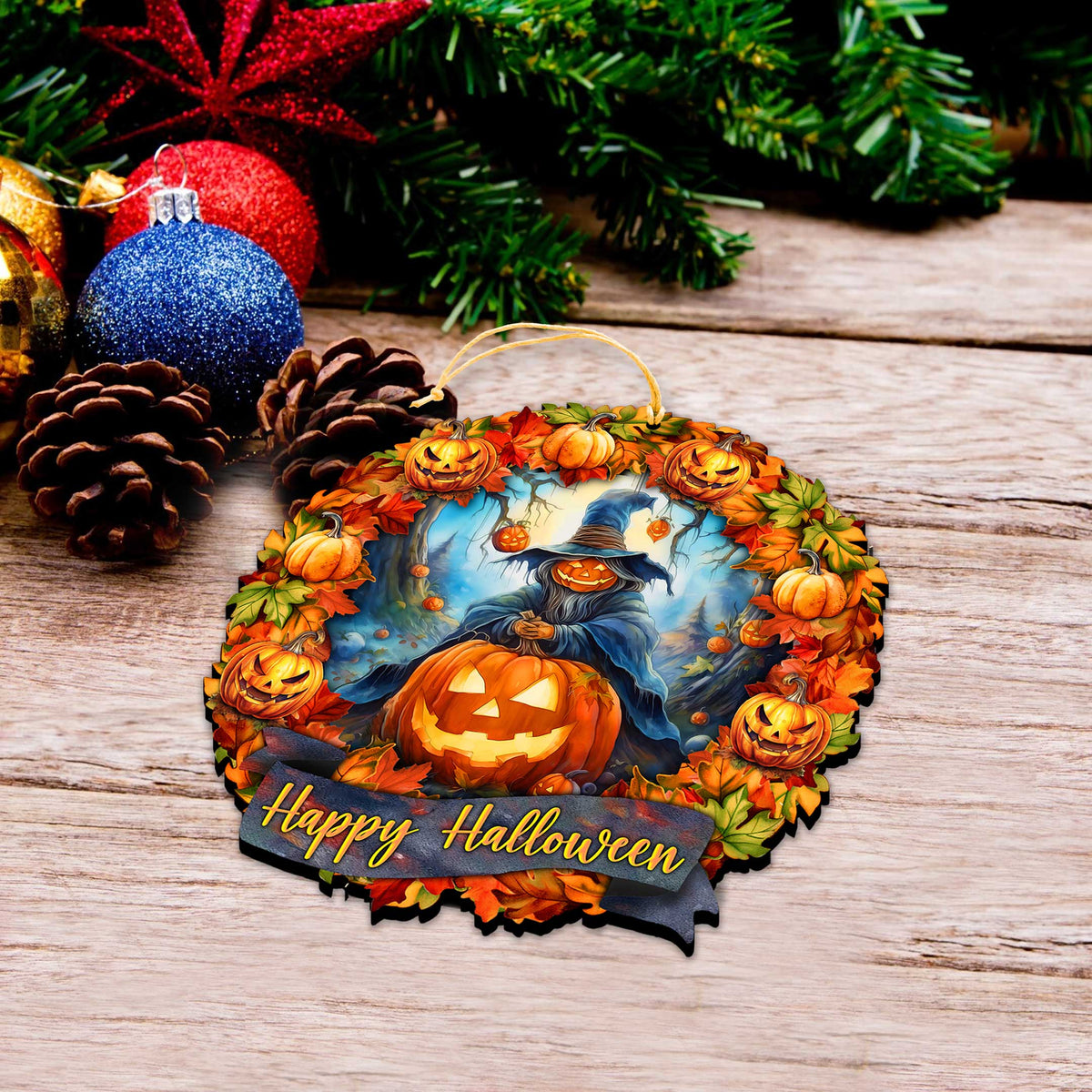 Happy Halloween Wreath Ornaments by G. Debrekht - Halloween Decor - 8652821 - Grab & Glow