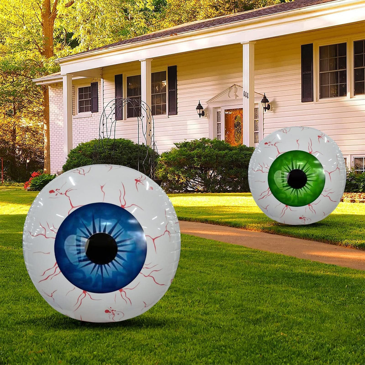 Halloween Inflatable Eyeball Balloons — Bloodshot Foil Balloon Party Decorations - Grab & Glow