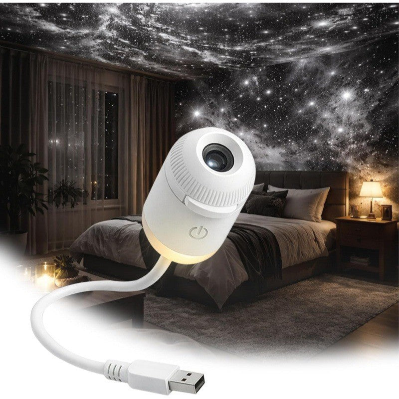 Projection Night Light - USB Powered Starry Sky Lamp for Bedroom Nursery Ambient Lighting - Grab & Glow