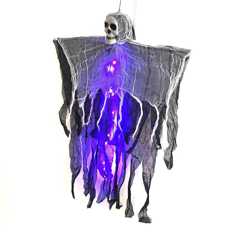 Hanging Halloween Skeleton Ghost Prop — Spooky Outdoor & Indoor Horror Decoration - Grab & Glow