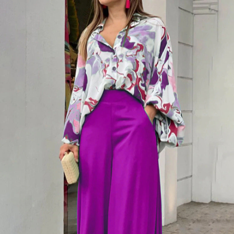 Fashionable Printed Wide-leg Pants - Grab & Glow