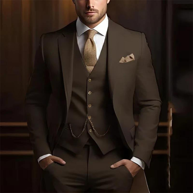 Men's High-grade Gentleman Temperament Slim Suit Three-piece Suit - Grab & Glow