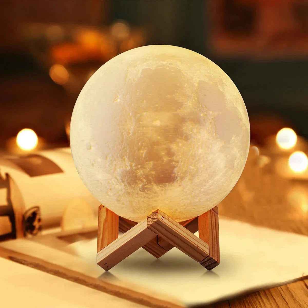 D5 Starry Moon Lamp 8Cm - LED Night Light with Stand, Perfect for Bedroom Decor and Gifts - Grab & Glow