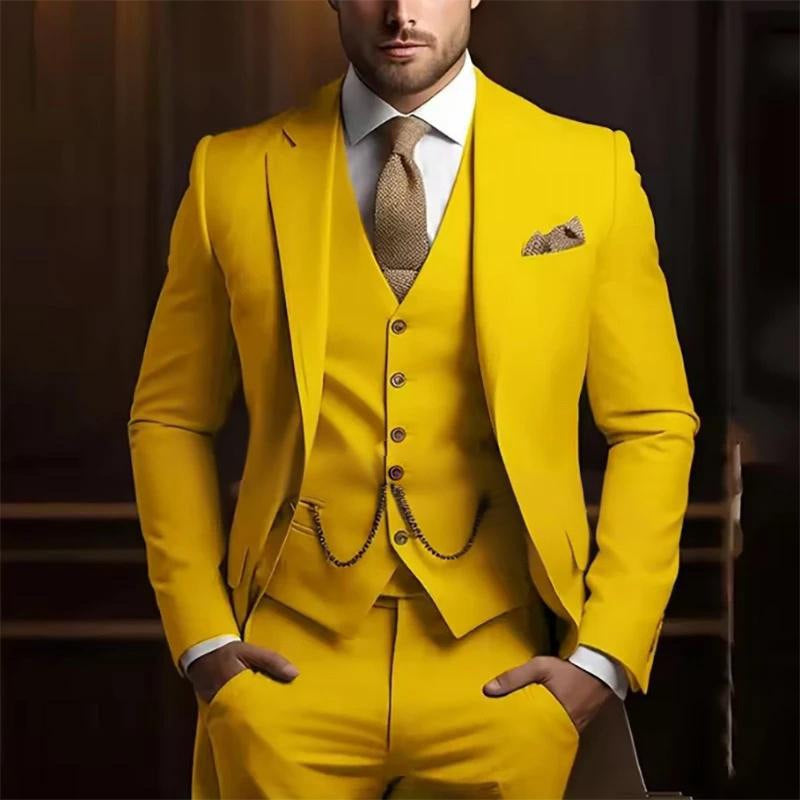 Men's High-grade Gentleman Temperament Slim Suit Three-piece Suit - Grab & Glow