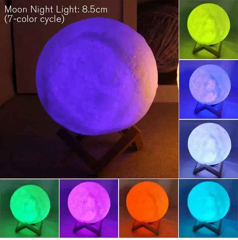 D5 Starry Moon Lamp 8Cm - LED Night Light with Stand, Perfect for Bedroom Decor and Gifts - Grab & Glow