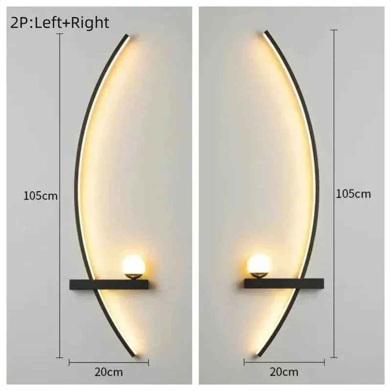 Modern LED Wall Lamp – Minimalist Art Design for Bedroom, Living Room, and Bathroom, Gold/Black - Grab & Glow