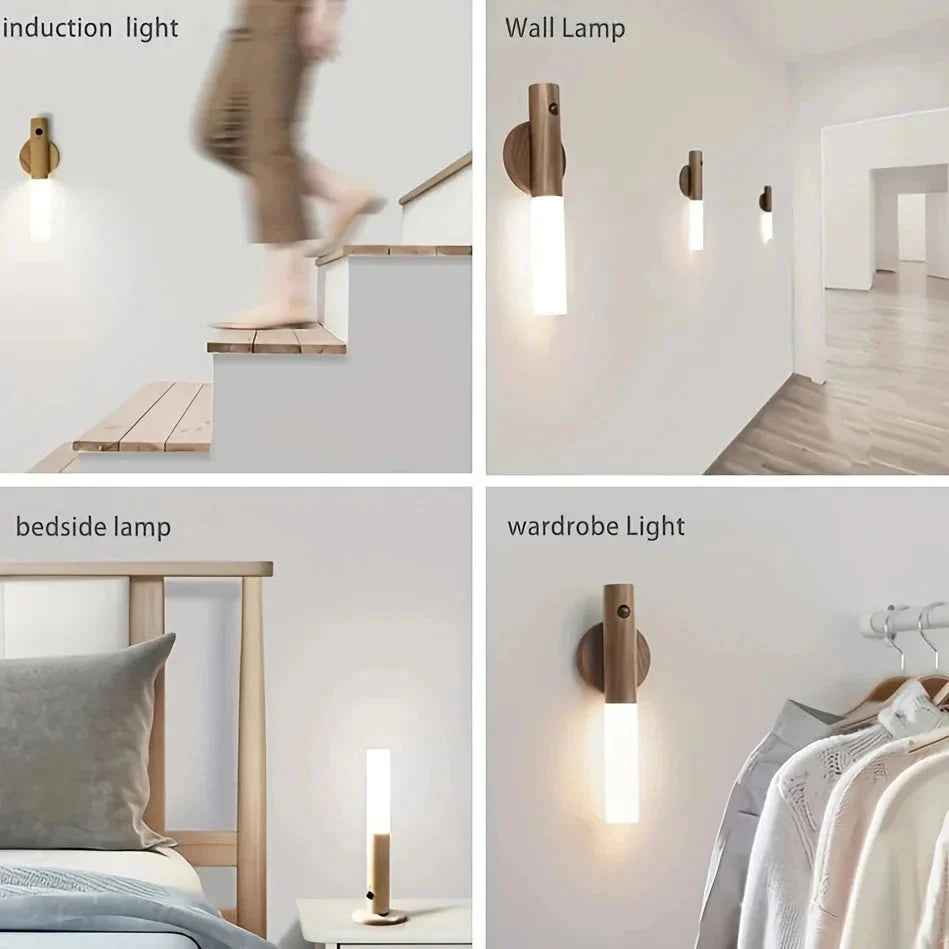 Intelligent Human Body Induction LED Night Light – Rechargeable Wall Light for Corridor, Cabinet, and Toilet - Grab & Glow
