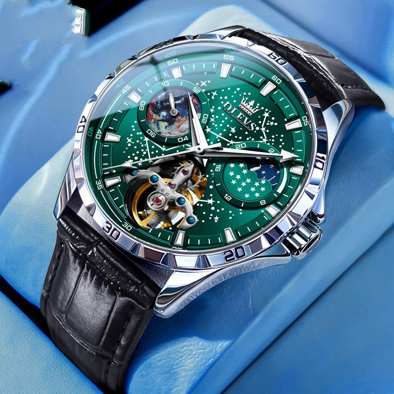 Fashion Starry Sky Mechanical Watch Business Hollow Waterproof Men - Grab & Glow