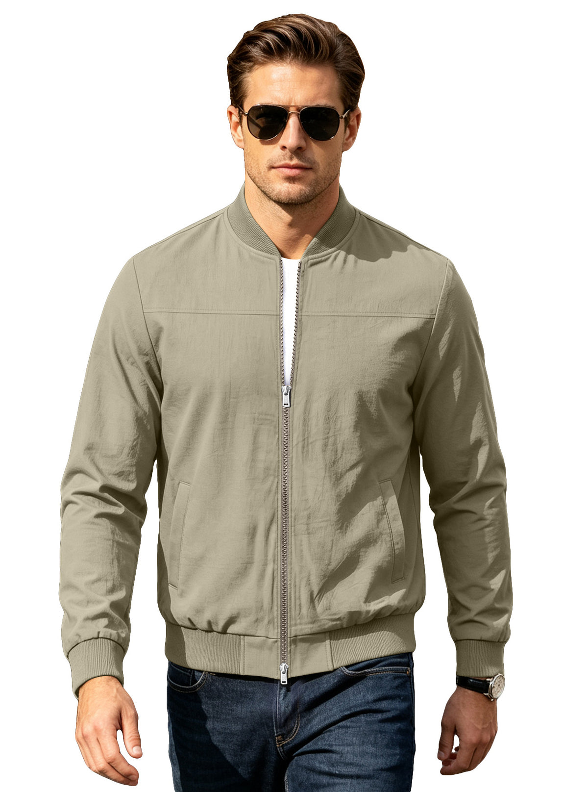 Men's Zip-up Long-sleeve Cardigan - Grab & Glow