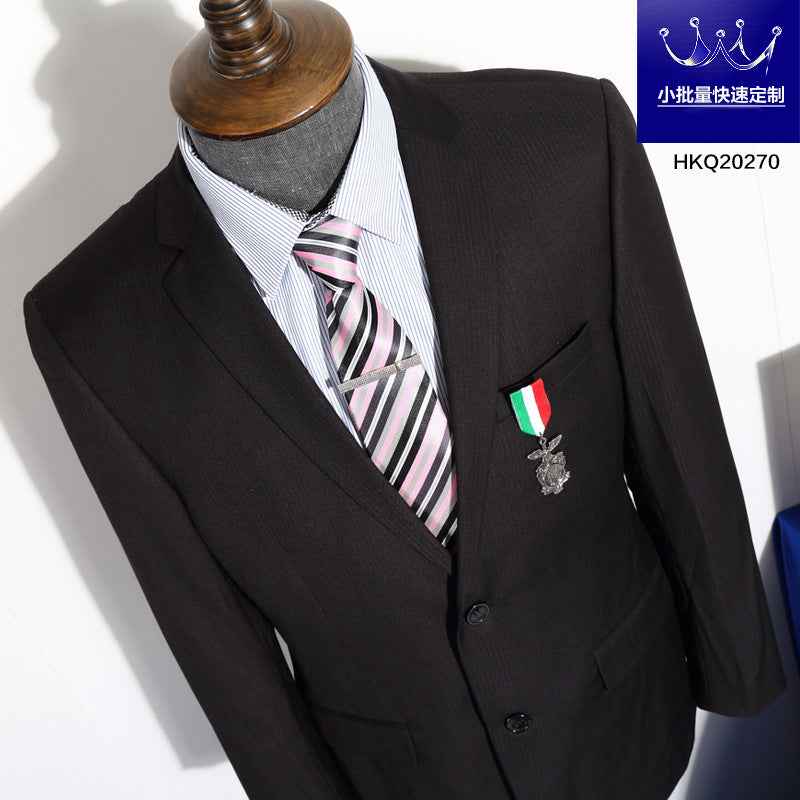Men's Slim Fit Gray Striped Business Suit - Grab & Glow