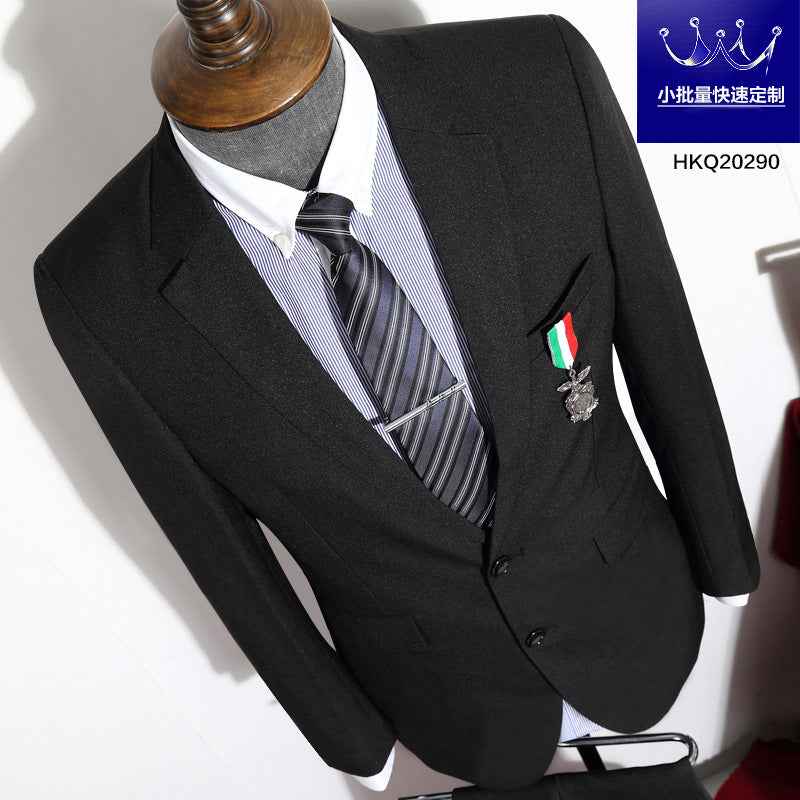 Men's Slim Fit Gray Striped Business Suit - Grab & Glow