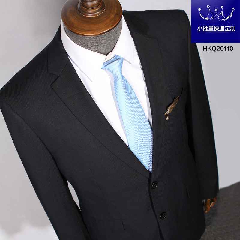 Men's Slim Fit Gray Striped Business Suit - Grab & Glow