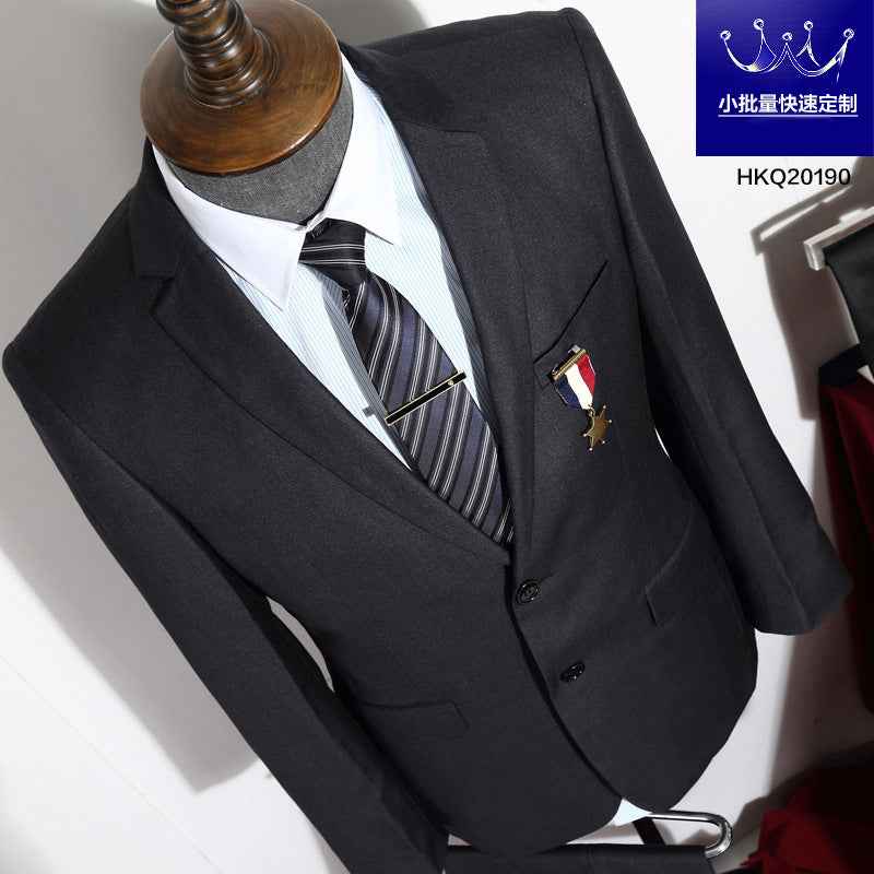Men's Slim Fit Gray Striped Business Suit - Grab & Glow