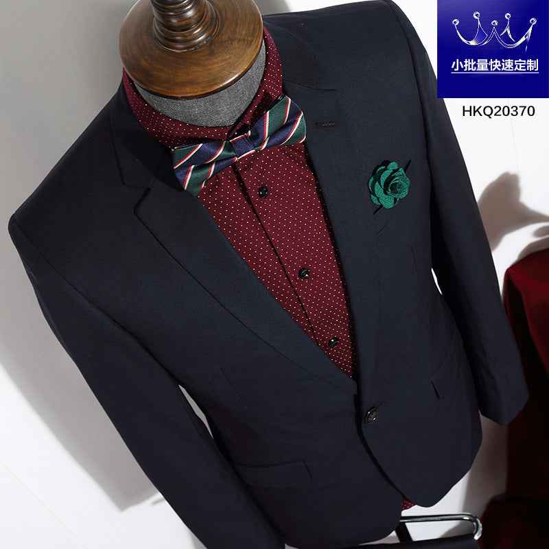 Men's Slim Fit Gray Striped Business Suit - Grab & Glow
