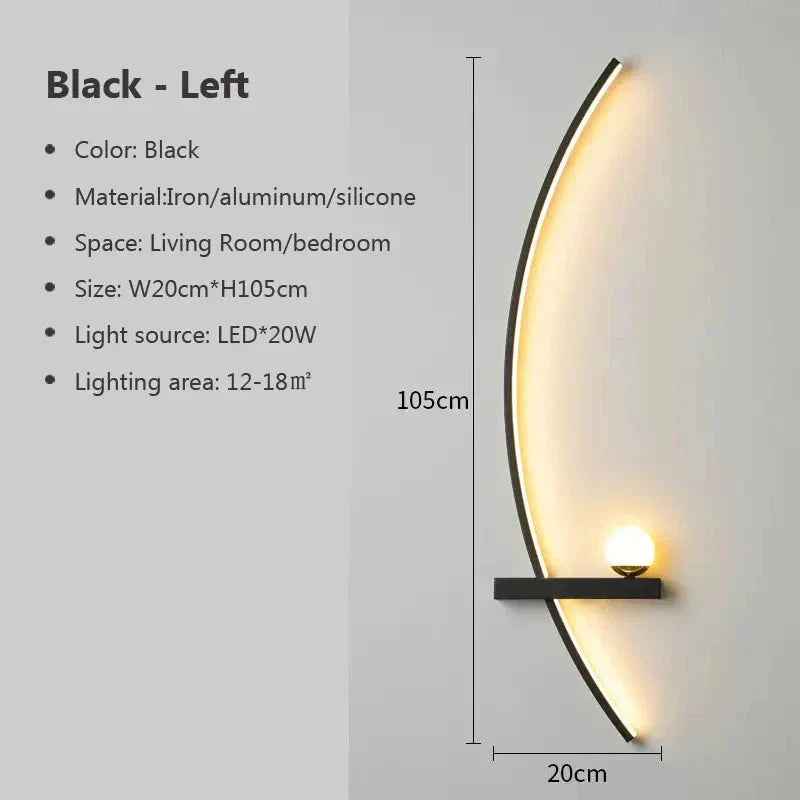 Modern LED Wall Lamp – Minimalist Art Design for Bedroom, Living Room, and Bathroom, Gold/Black - Grab & Glow