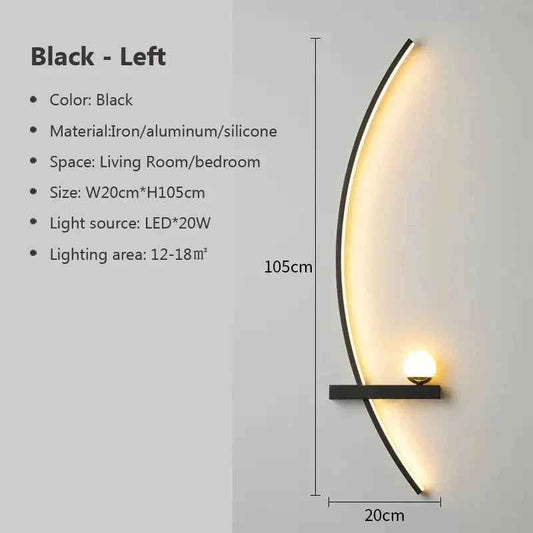 Modern LED Wall Lamp – Minimalist Art Design for Bedroom, Living Room, and Bathroom, Gold/Black - Grab & Glow