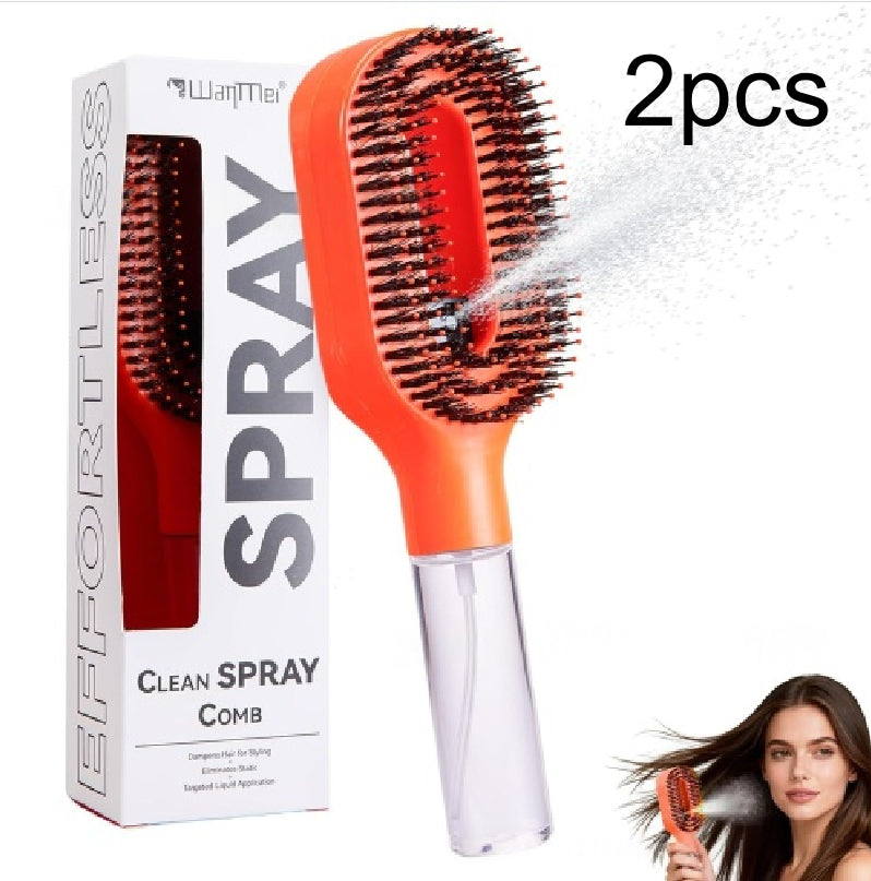 2in1 Sprayer Comb Detangling Scalp Massage Hairbrush With Spray Bottle Essential Oil Water Mist Spray Brush Anti-static Summer - Grab & Glow