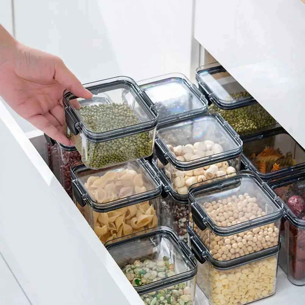 Multipurpose Food Storage Containers Set - Clear Jars with Lids for Cereal, Candy, and Dry Goods - Grab & Glow
