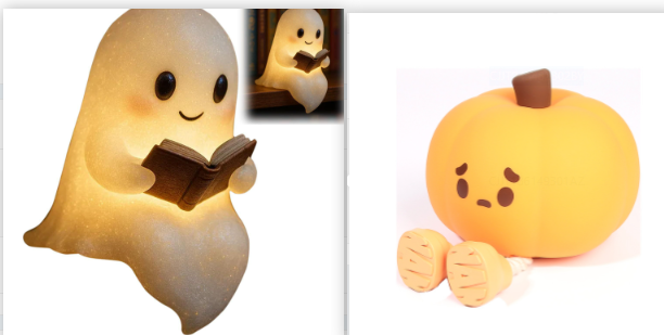 Glowing Ghost Night Light — Spooky LED Halloween Bedside Lamp - Grab & Glow
