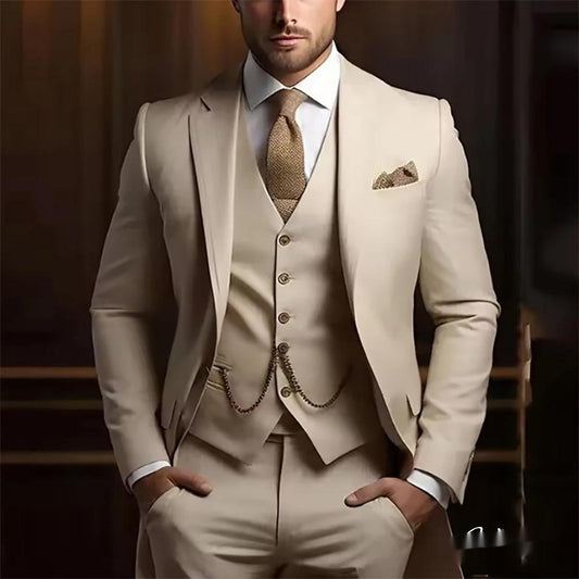 Men's High-grade Gentleman Temperament Slim Suit Three-piece Suit - Grab & Glow