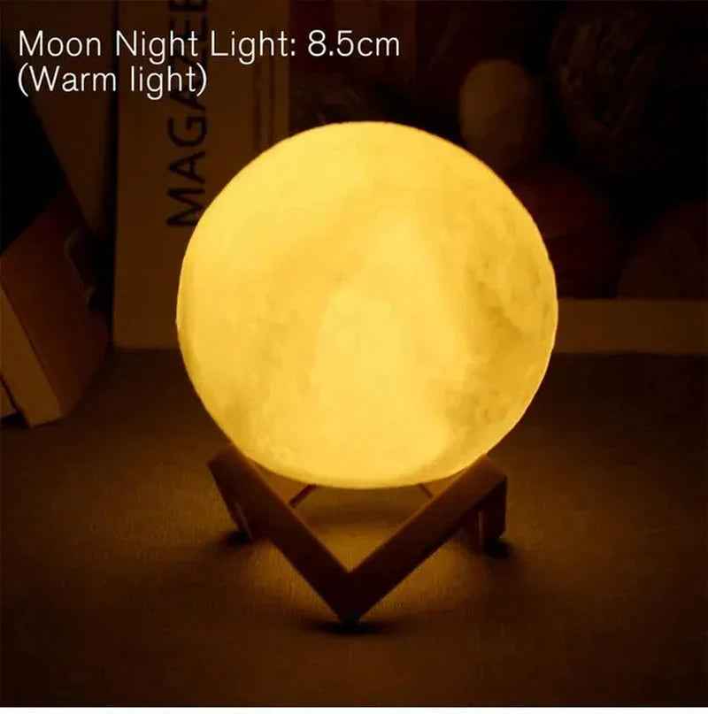 D5 Starry Moon Lamp 8Cm - LED Night Light with Stand, Perfect for Bedroom Decor and Gifts - Grab & Glow