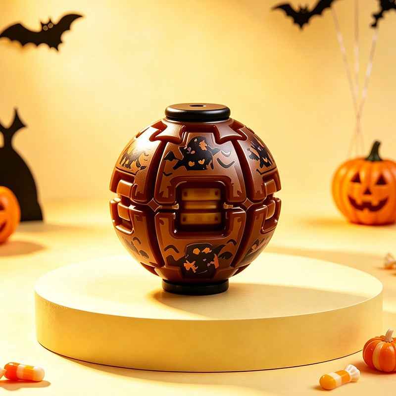 Halloween Pumpkin Press-and-Spin Glowing Night Light Gyro Stress-Relief Toy - Grab & Glow