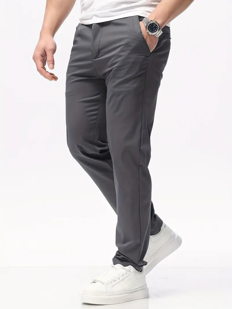 Slim-fit Straight-leg Pants Mens Versatile Stretch Trousers For Young Adults - Grab & Glow